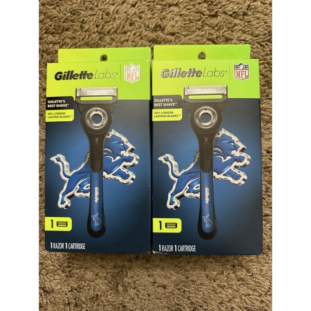 [LOT OF 2] Detroit Lions Gillette Labs NEW Best Razor & Refill Cartridge NFL